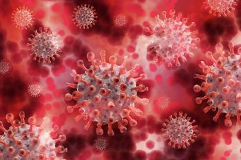 Graphic art depicting the coranavirus.