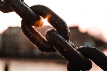 Links of a rusty chain.