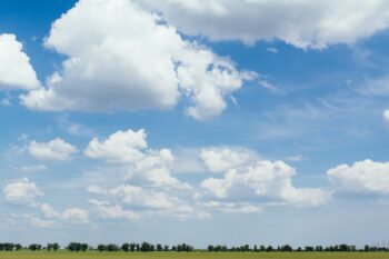 Fluffy white clouds.