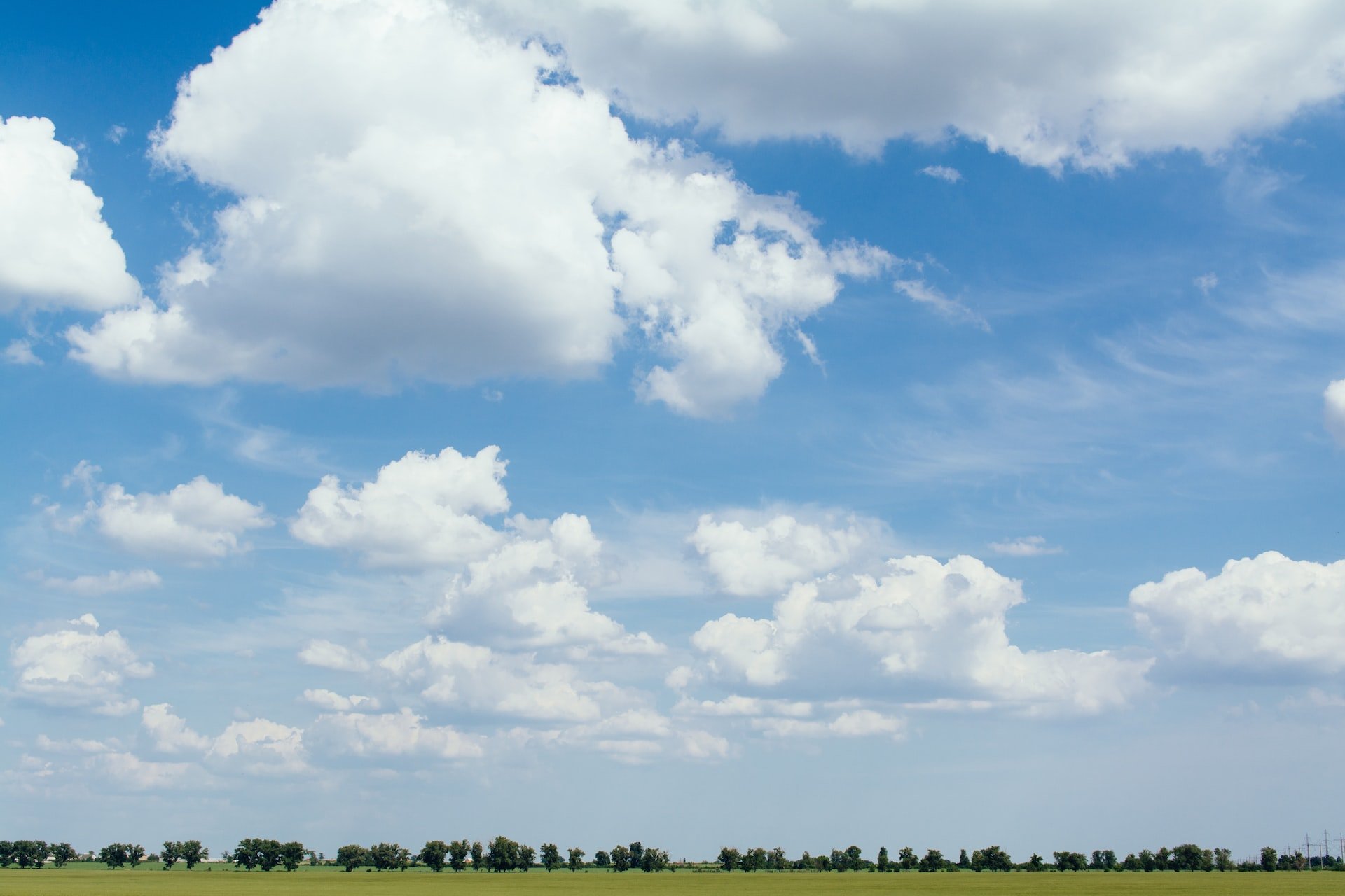 Fluffy white clouds.