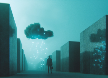 Ominous mobile cloud computing conceptual image.